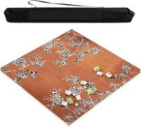 Alfombrilla Cuadrada para Mahjong, Tapete de Mahjong con Base Antideslizante, Estampado Estilo Chino, for Juegos de Mesa de Cartas, dominó y Poke.(Orange,27.56x27.56 in)