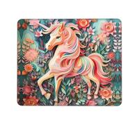 Alfombrilla cuadrada para mouse con estampado de unicornio de corte de papel rosa de 10 x 12 pulgadas, base de goma antideslizante, para computadoras, portátiles, accesorios de escritorio de oficina