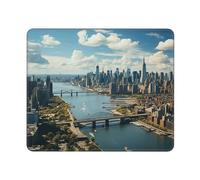 Alfombrilla cuadrada para mouse con vista al ático sobre Nueva York Manhattan, con base de goma antideslizante, 25,4 x 30,5 cm, alfombrilla de mouse personalizada para mouse inalámbrico, laptop