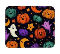 Alfombrilla cuadrada para ratón, diseño de calabazas de Halloween, fantasmas y lunas, lavable con base de goma antideslizante, alfombrilla de mouse para computadora para mouse inalámbrico, fácil