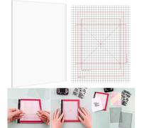 Alfombrilla de agarre de fotopolímero de 6.5 x 8.5 pulgadas con 2 guías impresas para estampar, alfombrillas adhesivas antideslizantes multiusos que se ajustan a la herramienta de posicionamiento de