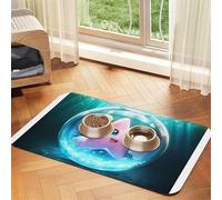 Alfombrilla de alimentación de mascotas con diseño de estrella de mar en un globo de agua, impermeable y antideslizante, alfombrilla dispensadora de agua para perros y gatos, sin manchas, de secado