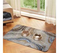 Alfombrilla de alimentación de piel sintética con estampado de piedra de ónix para perros, gatos, mascotas, absorbente, parte inferior de goma antideslizante