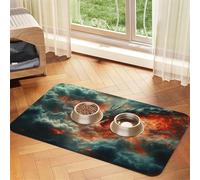 Alfombrilla de alimentación para gatos y perros con diseño de dragón malvado, bandeja impermeable de silicona para evitar derrames de alimentos y desorden de agua en el suelo
