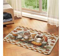 Alfombrilla de alimentación para Mascotas con diseño de gnomos y Hojas de Arce otoñal, Calabazas Grandes, Alfombrillas absorbentes de Cuero para Perros y Gatos, Bandeja para Comida, Alfombrillas disp