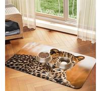 Alfombrilla de alimentación para mascotas con diseño de guepardo esperando una oportunidad, 40 x 60 cm, absorbente para cuenco de comida y agua, de piel sintética, impermeable, de secado rápido, sin