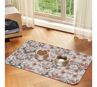 Alfombrilla de alimentación para mascotas, diseño de la Torre Eiffel de París, absorbente, antideslizante, de piel sintética, para perros y gatos, parte inferior de goma