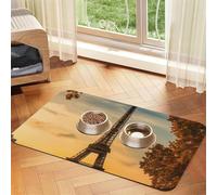 Alfombrilla de alimentación para mascotas, diseño de Torre Eiffel de París, tapete dispensador de agua para perros y cuenco de agua para perros, accesorios para perros