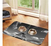 Alfombrilla de alimentación para mascotas, diseño de Torre Eiffel y Nube de París, para cuenco de comida y agua, dispensador de agua, accesorios para perros