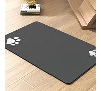 Alfombrilla de alimentación para mascotas, tapete para comida y agua, tapete de comida para perros, tapete de comida para gatos, suministros para mascotas (gris oscuro, 12 x 19 pulgadas)