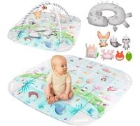 lionelo Anika Natural Alfombra Bebe Juegos de bambú con 8 Juguetes Bebes Desmontables, Gimnasio Actividades Bebe con Arco, Desde recién Nacido