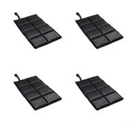 Alfombrilla de asiento para exteriores, térmica, plegable, portátil, cojín de suelo cálido para picnic, playa, festival, pesca, senderismo, jardín, negro, 40 x 29,5 cm (negro, 4 piezas)