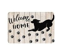 Alfombrilla De Baño 40x60cm, Casa De Campo De Madera con Huella De Pata De Perro Negra Encantadora Alfombra Baño Modernas Alfombra Limpia, para Salon, Bañera, Terraza, Ducha