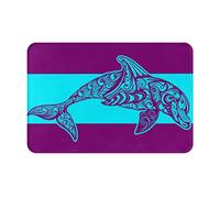 Alfombrilla De Baño 40x60cm, Delfín Saltando, Fauna Marina, Diseño Creativo, Fondo Morado Y Azul Felpudos para Entrada De Casa Absorbente Alfombra Interior, para Salon, Terraza, Pasillo, Jardín