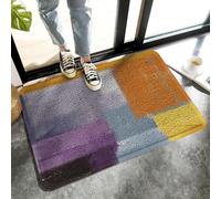 Alfombrilla De Baño Abstract Painting Art Style Purple Grey Yellow Estera De Entrada Impermeable Doormats Lavable A Máquina Alfombra Entrada por Interior Puerta Dormitorio 40X60 CM