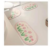 Alfombrilla de baño antideslizante con diseño de flores, en forma de U, de tres piezas, absorbente, de secado rápido