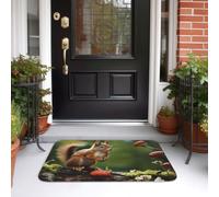 Alfombrilla De Baño Ardilla Roja En Una Pequeña Colina Verde Felpudos para Entrada De Casa Lavable A Máquina Personalizado Alfombra Limpia, para Puerta, Cocina, Jardín, 40x60cm