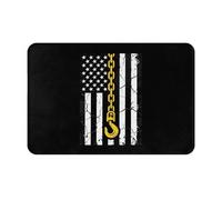 Alfombrilla De Baño Bandera Estadounidense Línea Amarilla Delgada Conductor De Grúa Alfombra Baño Personalizado Modernas Tapete Mascotas, para Cocina, Ducha, Terraza, 40x60cm