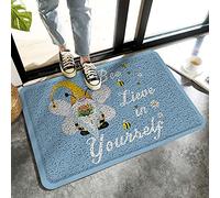 Alfombrilla De Baño Bee Lieve In Yourself Gnomes Sunflower Blue Doormats Antideslizante Felpudo Lavable A Máquina Estera De Entrada por Interior Cocina Dormitorio 40X60 CM