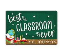 Alfombrilla De Baño Best Classroom Ever, Personalized Custom Name Teacher Doormats Impermeable Alfombra Entrada Lavable Estera De Entrada para Entrada Casa Puerta Exterior Pasillo 40X60 CM