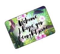 Alfombrilla De Baño Bienvenidos Espero Que Hayas Traído Vino Flower Felpudo Exterior Antideslizante Alfombra Interior Lavable A Máquina Alfombra Baño, para Puerta, Terraza, 60x40cm