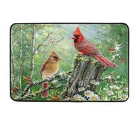Alfombrilla De Baño Cardinal Birds Spring Summer Sunflowers Flowers Estera De Entrada Antideslizante Doormats Lavable A Máquina Alfombra Entrada por Puerta Interior Dormitorio 40X60 CM