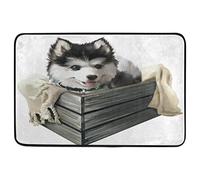 Alfombrilla De Baño Cheerful Hupuppy Box Dog Puppy Doormats Lavable A Máquina Felpudo Cuidado Fácil Estera De Entrada por Dormitorio Cocina Interior 40X60 CM