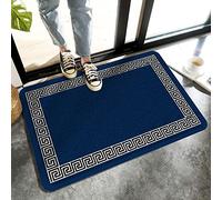 Alfombrilla De Baño Chinese Style Pattern Navy Blue Background Felpudo Absorbente Estera De Entrada Antideslizante Alfombra Entrada para Puerta Dormitorio Cocina 40X60 CM