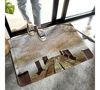 Alfombrilla De Baño Chinese Style with Small Wood Bridge and Running Water Alfombra Entrada Lavable A Máquina Felpudo Cuidado Fácil Estera De Entrada para Puerta Dormitorio Cocina 40X60 CM