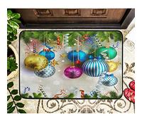 Alfombrilla De Baño Christmas Colorful Balls Holly Alfombra Entrada Lavable A Máquina Estera De Entrada Impermeable Felpudo por Cocina Dormitorio Interior 40X60 CM