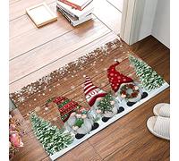 Alfombrilla De Baño Christmas GNOME Rustic Wooden Doormats Antideslizante Estera De Entrada Absorbente Felpudo para Cocina Dormitorio Entrada Casa 40X60 CM
