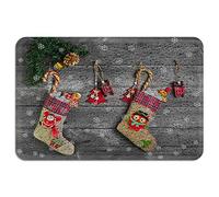 Alfombrilla De Baño Christmas Holiday Ornaments Snowflake Wood Rustic Alfombra Entrada Absorbente Estera De Entrada Antideslizante Felpudo Exterior por Entrada Casa Pasillo Puerta 40X60 CM