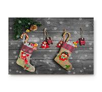 Alfombrilla De Baño Christmas Holiday Ornaments Snowflake Wood Rustic Felpudo Exterior Impermeable Alfombra Entrada Lavable Estera De Entrada por Entrada Casa Pasillo Cocina 40X60 CM