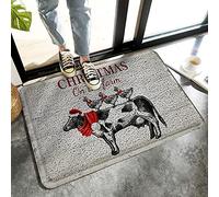 Alfombrilla De Baño Christmas On The Farm Cattle Chicken Alfombra Entrada Absorbente Estera De Entrada Cuidado Fácil Felpudo por Cocina Dormitorio Interior 40X60 CM