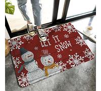 Alfombrilla De Baño Christmas Snowman Rustic Red Wood Grain Doormats Antideslizante Felpudo Lavable A Máquina Estera De Entrada por Cocina Puerta Interior 40X60 CM