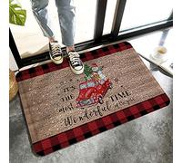 Alfombrilla De Baño Christmas Truck Pull Xmas Tree Golden Retriever On Rustic Wooden Grain Estera De Entrada Lavable A Máquina Alfombra Entrada Absorbente Doormats por Interior Puerta 40X60 CM