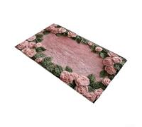 Alfombrilla de baño con imitación de cachemira y parte trasera antideslizante, hermoso patrón de rosas para mayor encanto (1)
