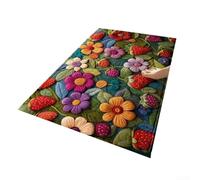 Alfombrilla de baño con imitación de cachemira y parte trasera antideslizante, hermoso patrón de rosas para mayor encanto (2)