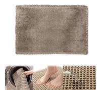 Alfombrilla De BañO con Textura De Tejido Gofre Antideslizante, Super Absorbente Secado RáPido Machine Washable Alfombra De BañO De Tejido Gofrera para Suelo De BañO Y Cocina (Brown,17 * 24in)