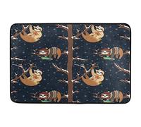 Alfombrilla De Baño Cute Baby Sloths Winter Gift Box Sleeping Branch Estera De Entrada Impermeable Doormats Cuidado Fácil Alfombra Entrada por Cocina Interior Dormitorio 40X60 CM