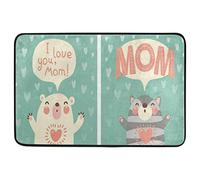 Alfombrilla De Baño Cute Bear Wolf Rabbit Animals Love You Mom Alfombra Entrada Absorbente Felpudo Impermeable Estera De Entrada por Dormitorio Cocina Interior 40X60 CM
