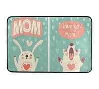 Alfombrilla De Baño Cute Bear Wolf Rabbit Animals Love You Mom Doormats Impermeable Alfombra Entrada Antideslizante Estera De Entrada por Interior Puerta Dormitorio 40X60 CM