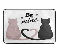 Alfombrilla De Baño Cute Cats and Paw Be Mine Alfombra Entrada Impermeable Estera De Entrada Lavable A Máquina Felpudo por Cocina Interior Dormitorio 40X60 CM