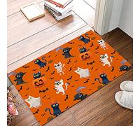 Alfombrilla De Baño Cute Halloween Ghost Cat Doormats Impermeable Felpudo Lavable Estera De Entrada para Pasillo Cocina Puerta Exterior 40X60 CM