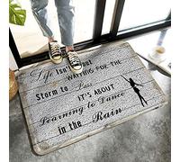 Alfombrilla De Baño Dance In The Rain Positive Energy Quote Grey Wood Grain Estera De Entrada Cuidado Fácil Felpudo Impermeable Doormats para Dormitorio Interior Cocina 40X60 CM