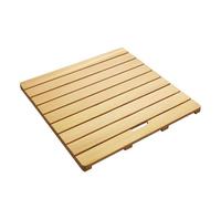 Alfombrilla de Baño de Bambú Antideslizante para Cuarto de Ducha Personalizada,Alfombra de Baño de Madera Rectangular,Tarima de Ducha Impermeable,con Asas y Pies Antideslizantes (50x45cm/20x18in)