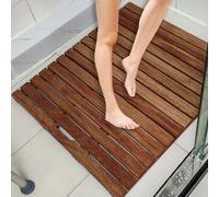Alfombrilla de baño de madera maciza antideslizante para puerta de ducha y piscina al aire libre, pedal de suelo, rejilla suave para spa y baño (40 x 50 cm)