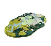 Alfombrilla de baño de musgo floral verde 3D, antideslizante, lavable a máquina, ultrasuave, para niños, con forma de hojas