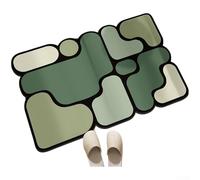 Alfombrilla de baño de tierra de diatomeas con rápida absorción de humedad y secado rápido, antideslizante y patrón de rompecabezas para añadir estilo y seguridad al baño (50 x 80 pulgadas, verde)