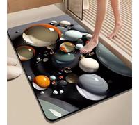 Alfombrilla de baño de tierra de diatomeas de secado rápido para ducha, inodoro, antideslizante, almohadilla de piedra absorbente con fuerte agarre en superficies húmedas (80 x 120 cm 3)